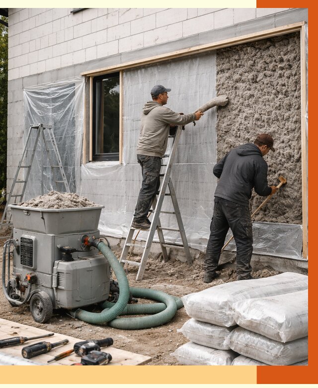 Утепление дома из газобетона эковатой в Лянторе от 4607 руб./м2 | ТепломастерЛнт
